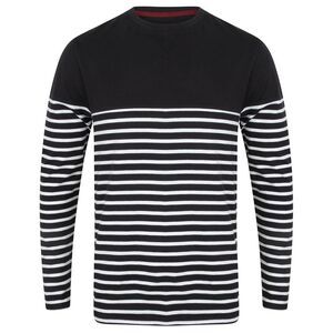 Front Row Mens Long Sleeve Breton Stripe T-Shirt / Navy/White